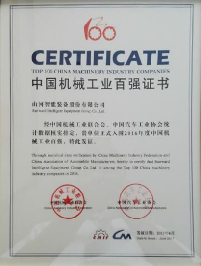 喜讯：优德88智能再次荣登2016年度中国机械百强企业