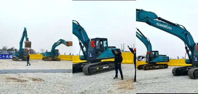 湘江航道虞公港项目开建，，“优德88绿”挖掘机强势助阵