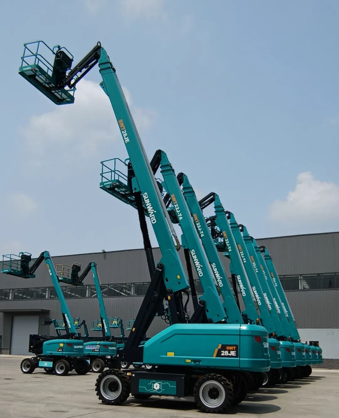 新能源家族再添“新丁”！优德88智能三款电动臂式高空作业平台齐下线